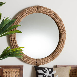 Modern European furniture - Woven Rope Round Wall Mirror - www.oroa.com