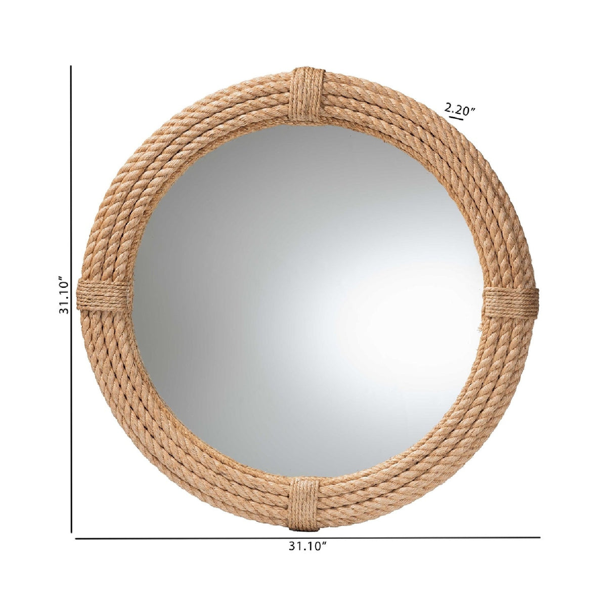 Modern European furniture - Woven Rope Round Wall Mirror - www.oroa.com