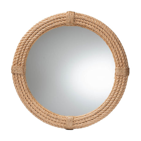 Modern European furniture - Woven Rope Round Wall Mirror - www.oroa.com