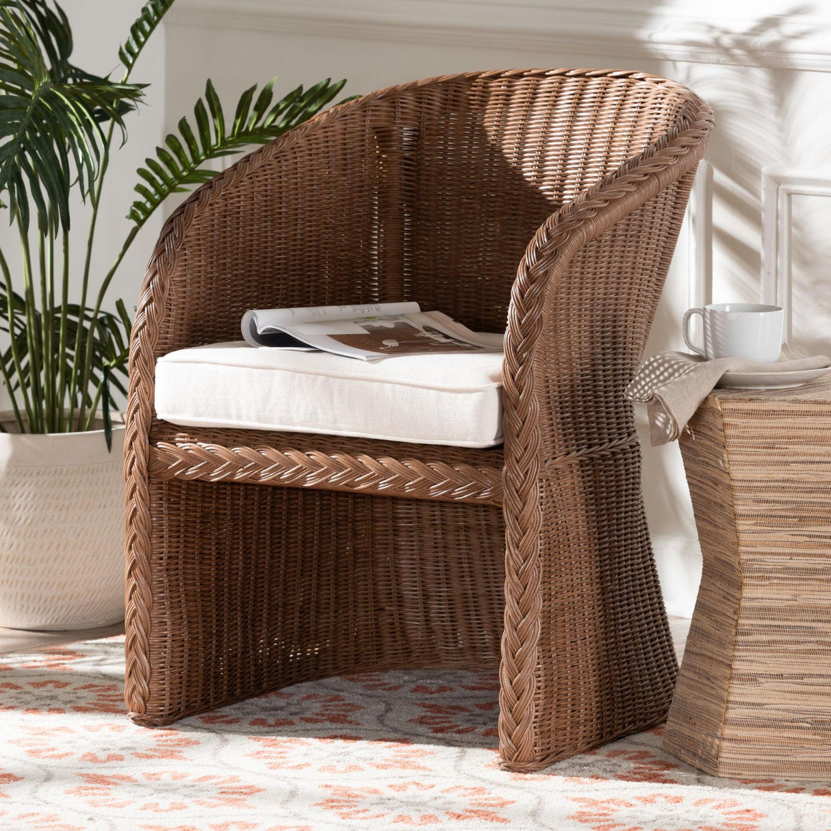 Modern European furniture - Braided Rattan Accent Chair - www.oroa.com