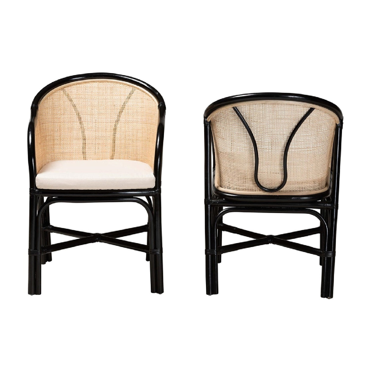 Black Framed Rattan Dining Chairs 2 | Bali Loom Miranda | Oroa.com