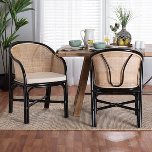 Black Framed Rattan Dining Chairs 2 | Bali Loom Miranda | Oroa.com