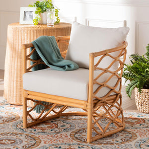 Modern European furniture - Curved Rattan Padded Accent Chair - www.oroa.com