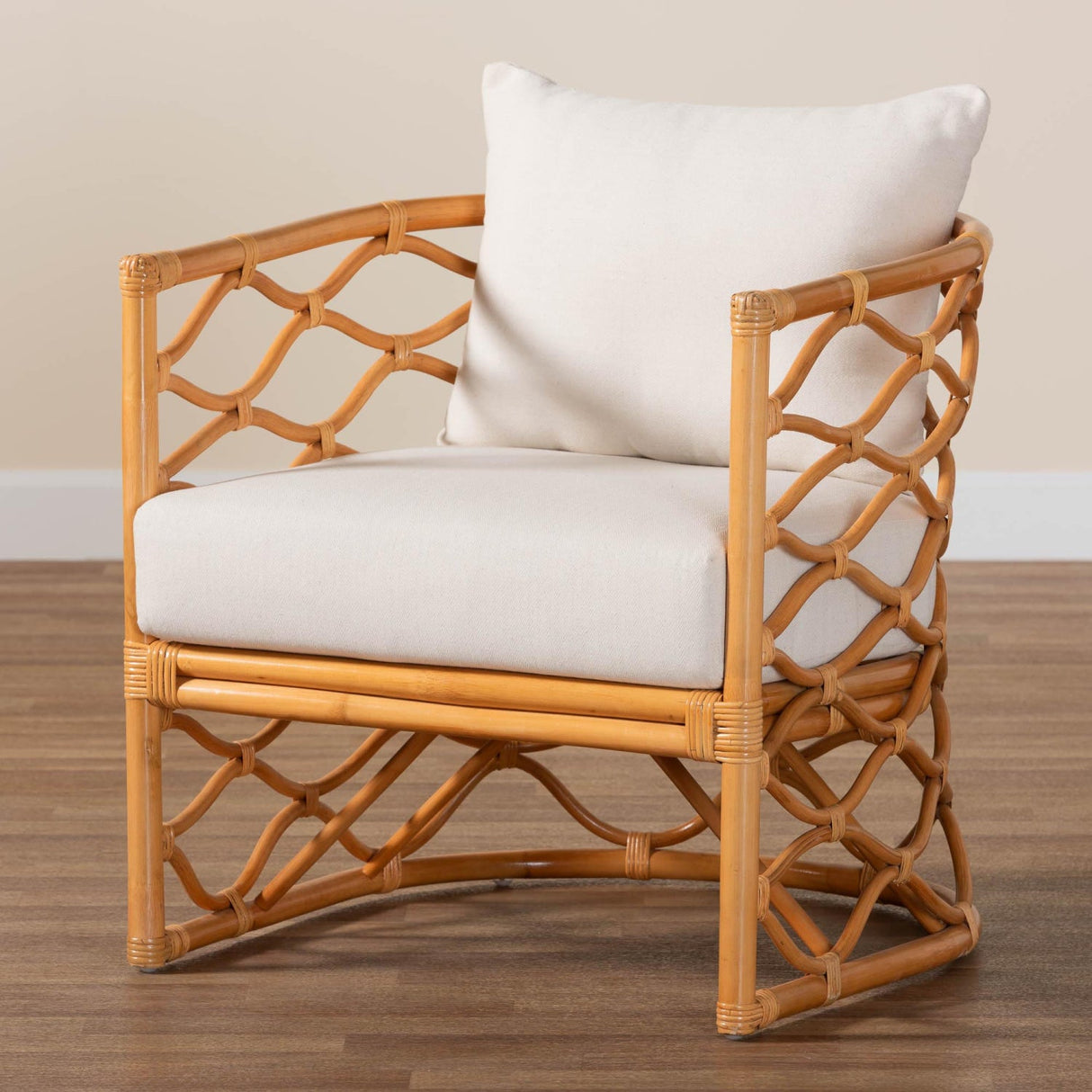 Modern European furniture - Curved Rattan Padded Accent Chair - www.oroa.com