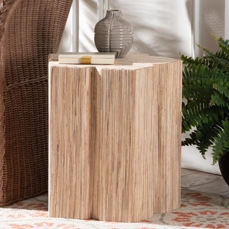 Grasscloth Flower Inspired End Table | Bali Loom Janeth | Oroa.com