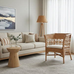 Modern European furniture - Braided Rattan Padded Accent Chair - www.oroa.com