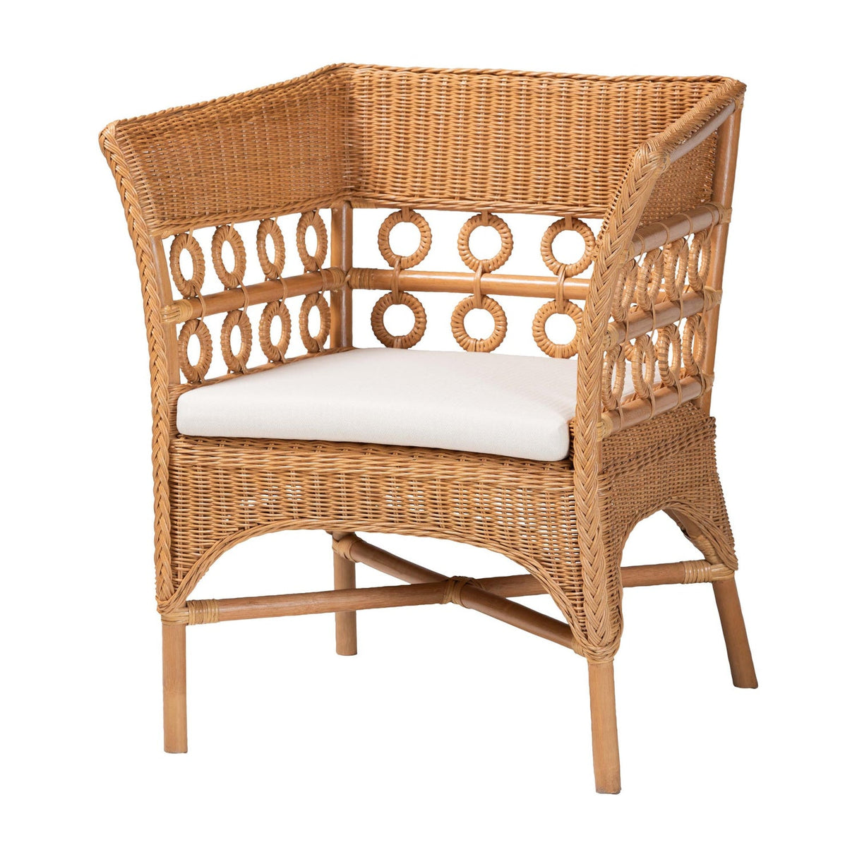 Modern European furniture - Braided Rattan Padded Accent Chair - www.oroa.com