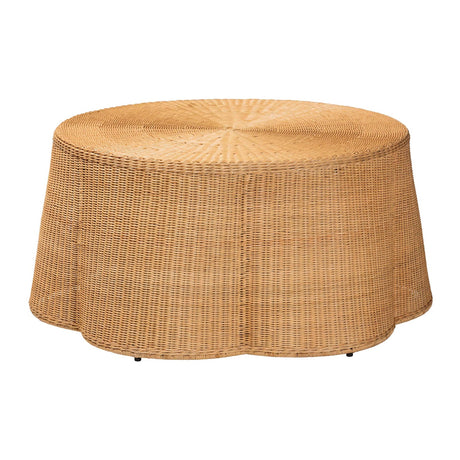 Handwoven Rattan Scalloped Coffee Table | Bali Loom Palm | Oroa.com