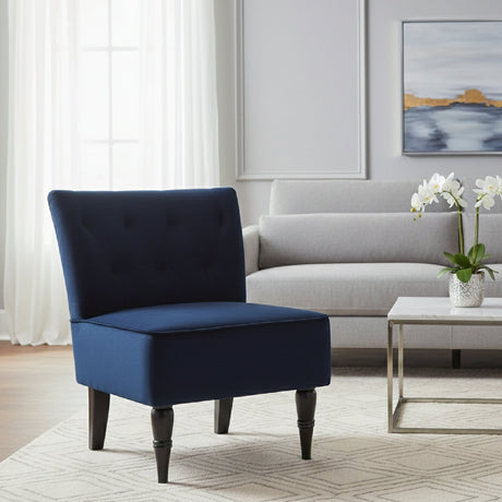 Modern European furniture - Tufted Blue Velvet Accent Chair - www.oroa.com