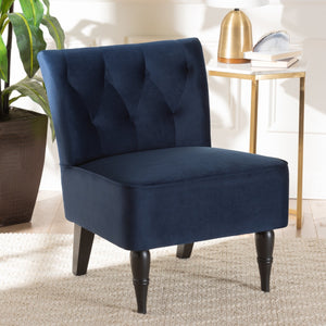 Modern European furniture - Tufted Blue Velvet Accent Chair - www.oroa.com