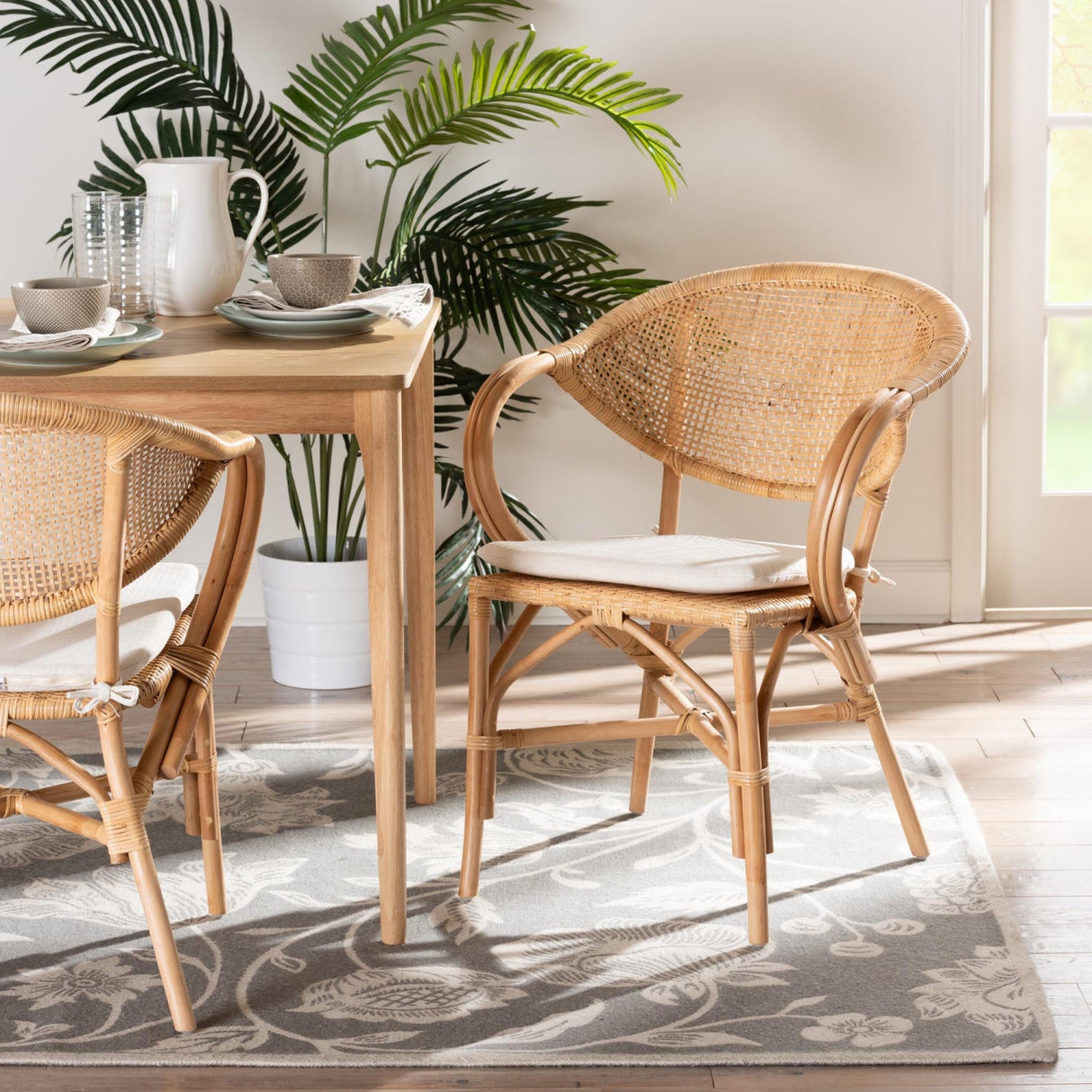 Modern European furniture - Natural Rattan Framed Dining Chair - www.oroa.com