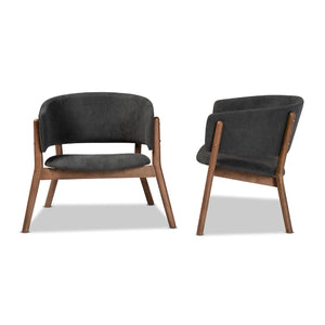 Walnut Framed Curve Accent Chairs 2 | Bali Loom Baron | Oroa.com