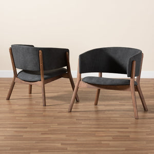 Walnut Framed Curve Accent Chairs 2 | Bali Loom Baron | Oroa.com