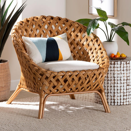 Modern European furniture - Basketweave Rattan Accent Chair - www.oroa.com