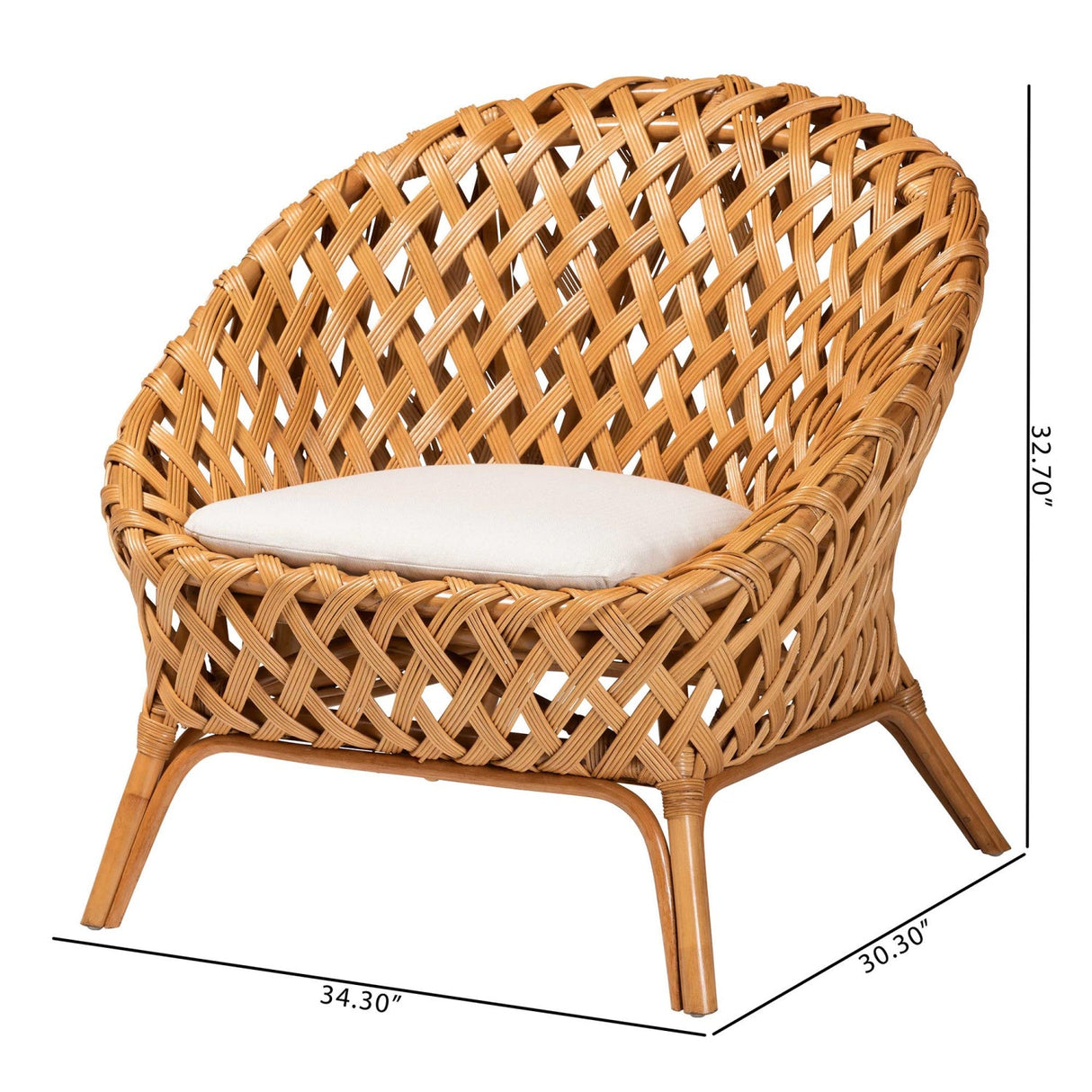 Modern European furniture - Basketweave Rattan Accent Chair - www.oroa.com