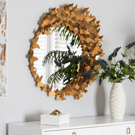 Modern European furniture - Gold Butterfly Accent Wall Mirror - www.oroa.com