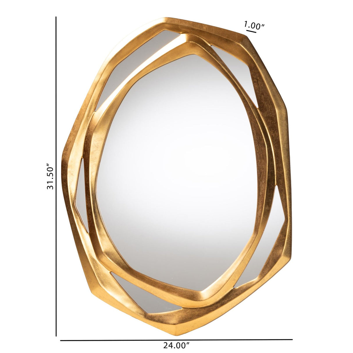 Modern European furniture - Gold Geometric Abstract Accent Mirror - www.oroa.com