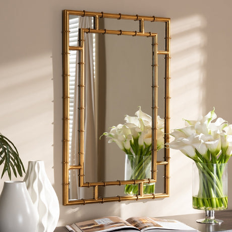 Gold Bamboo Accent Wall Mirror | Bali Loom Adra | Oroa.com