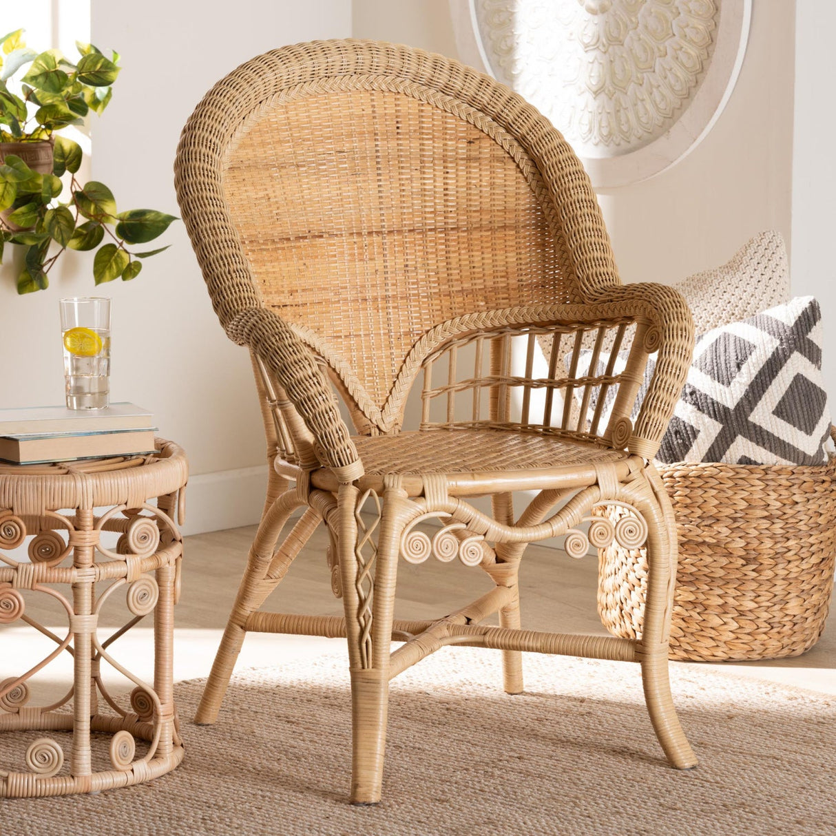 Modern European furniture - Woven Natural Rattan Accent Chair - www.oroa.com