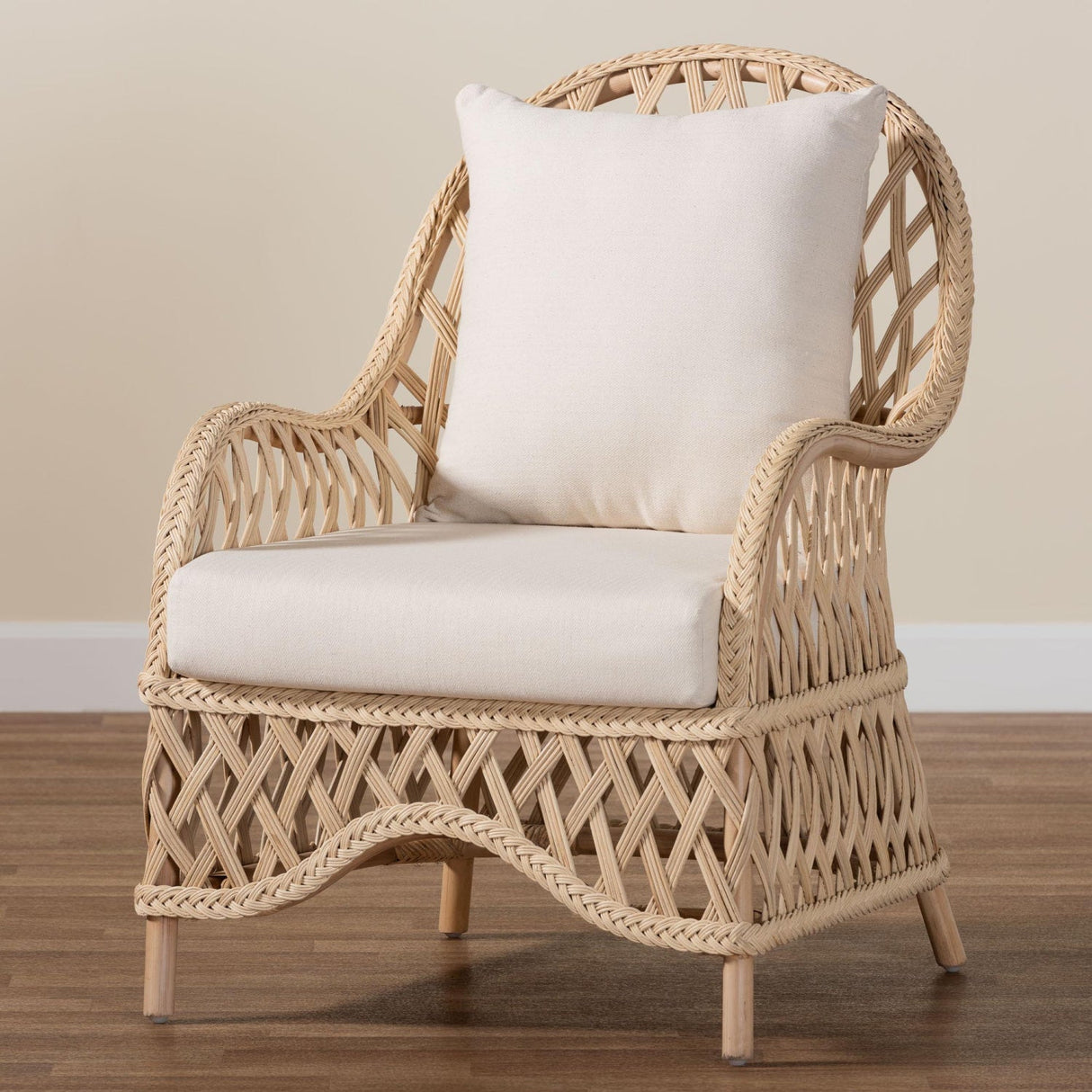 Modern European furniture - Braided Rattan Padded Lounge Chair - www.oroa.com