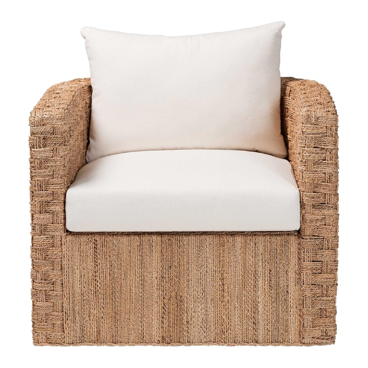 Modern European furniture - Woven Seagrass Curved Accent Chair - www.oroa.com