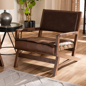 Modern European furniture - Brown Leather Inspired Lounge Chair - www.oroa.com