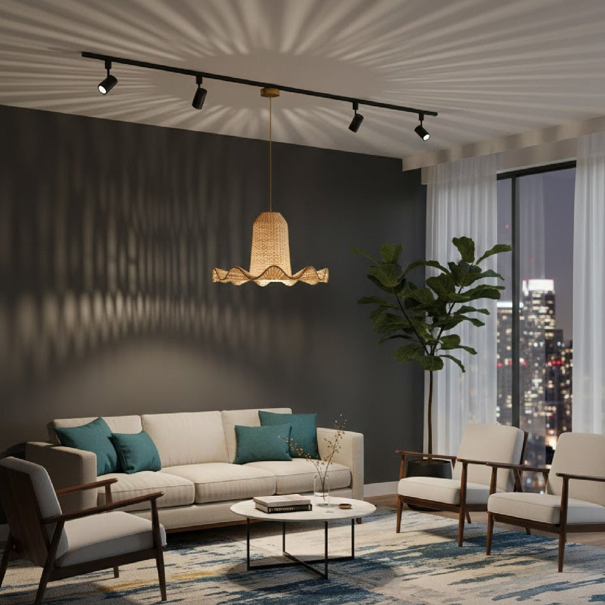 Modern European furniture - Scalloped Natural Rattan Pendant Lamp - www.oroa.com