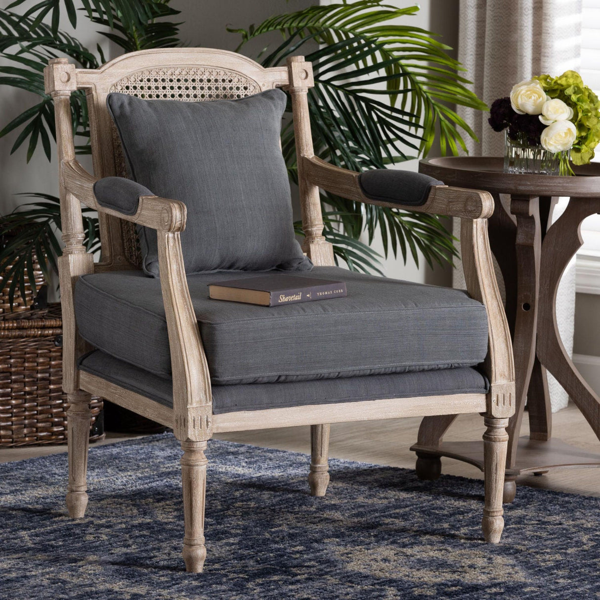 Carved Wood Framed Accent Chair | Bali Loom Clemence | Oroa.com