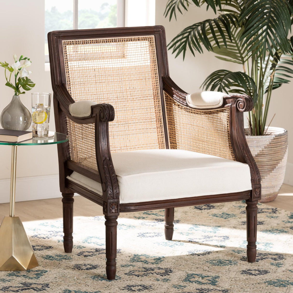 Wooden Padded Accent Chair | Bali Loom Desmond | Oroa.com