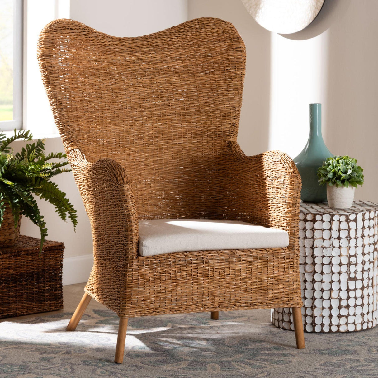 Modern European furniture - Tapered Back Rattan Accent Chair - www.oroa.com