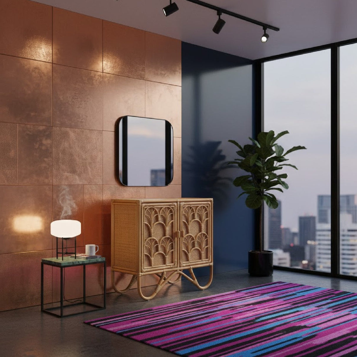 Modern European furniture - Geometrical Rattan 2 Door Cabinet - www.oroa.com