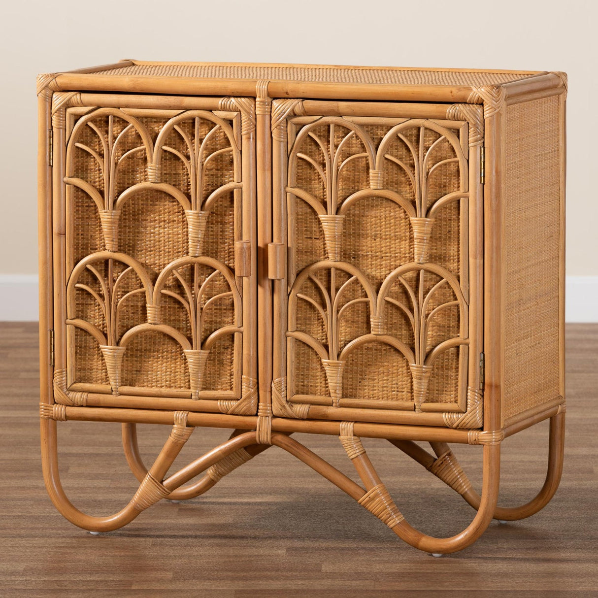 Modern European furniture - Geometrical Rattan 2 Door Cabinet - www.oroa.com