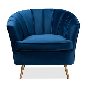 Modern European furniture - Channeled Blue Velvet Accent Chair - www.oroa.com