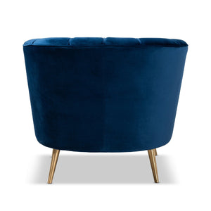 Modern European furniture - Channeled Blue Velvet Accent Chair - www.oroa.com