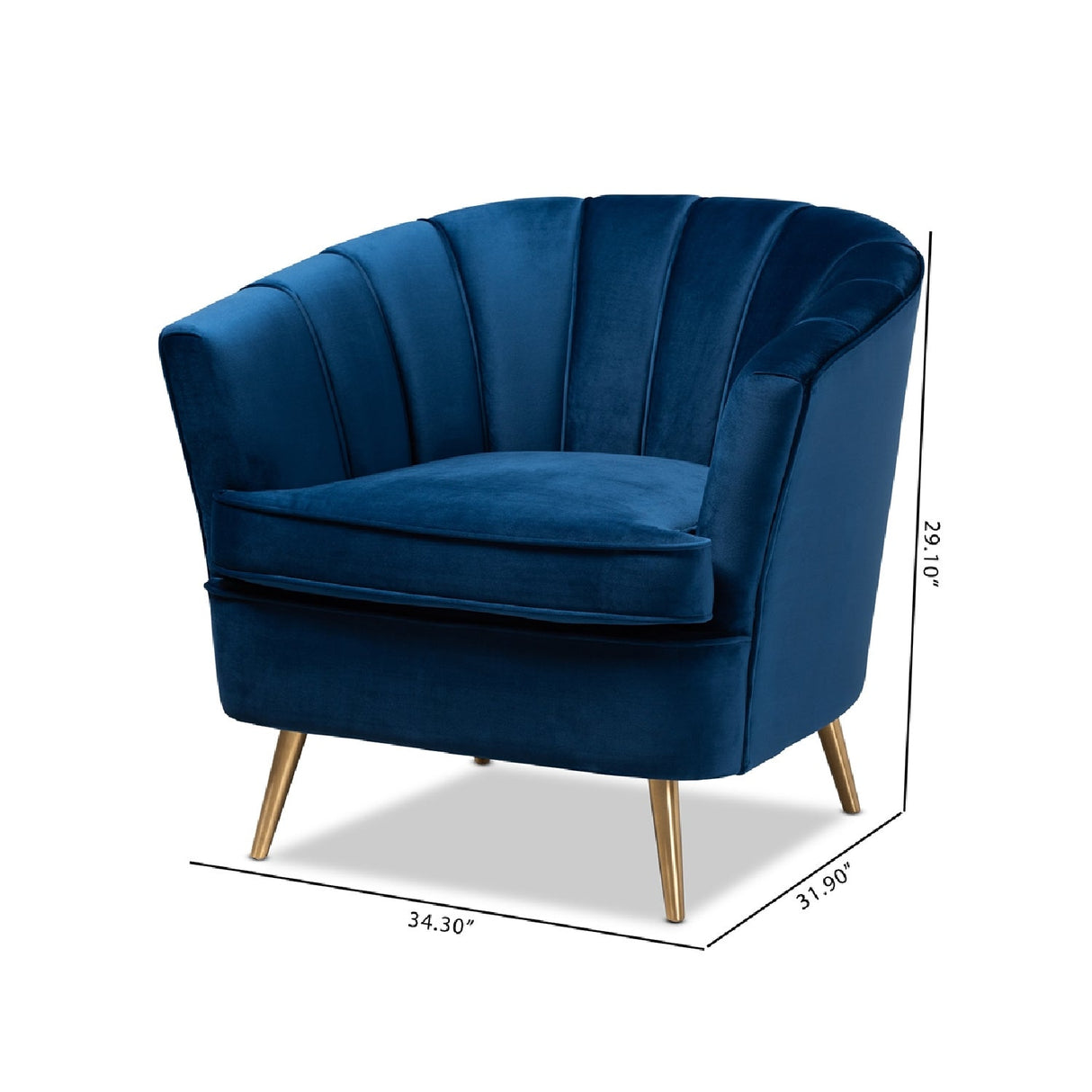 Modern European furniture - Channeled Blue Velvet Accent Chair - www.oroa.com