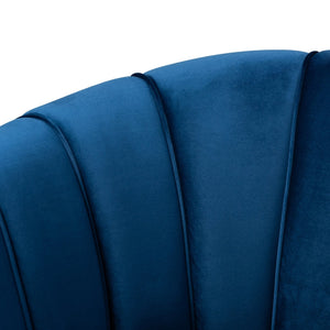 Modern European furniture - Channeled Blue Velvet Accent Chair - www.oroa.com