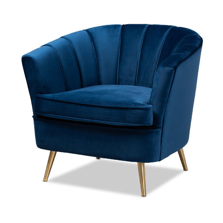Modern European furniture - Channeled Blue Velvet Accent Chair - www.oroa.com