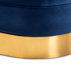 Modern European furniture - Blue Vevet Swivel Accent Chair - www.oroa.com