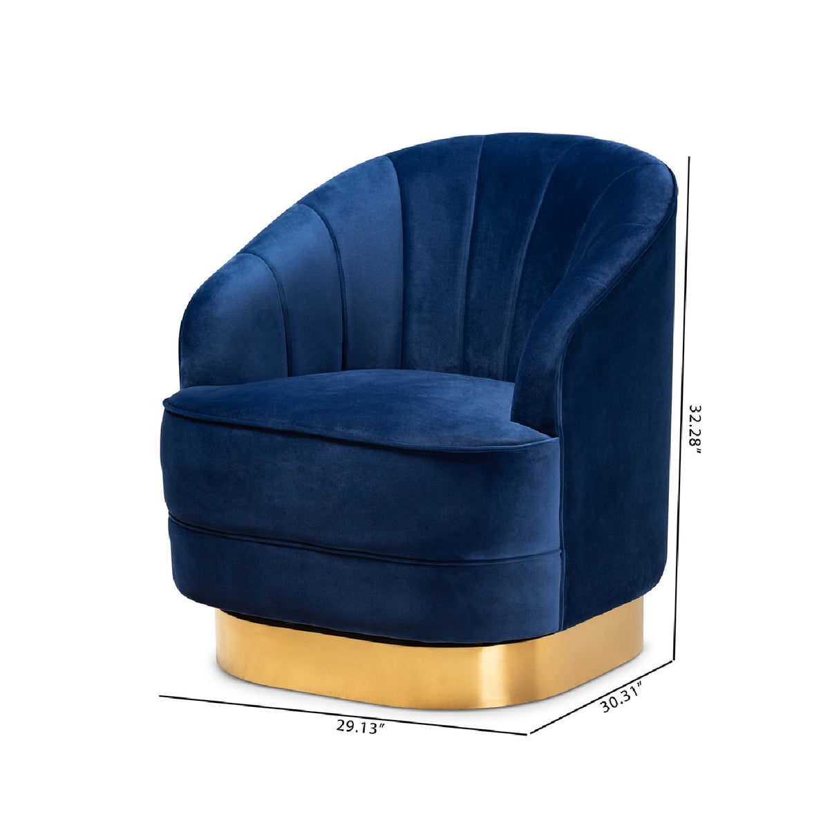 Modern European furniture - Blue Vevet Swivel Accent Chair - www.oroa.com