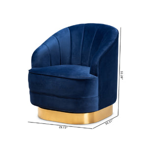 Modern European furniture - Blue Vevet Swivel Accent Chair - www.oroa.com