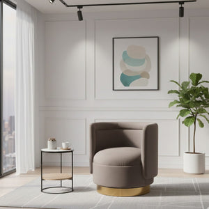 Velvet Curved Swivel Chair | Bali Loom Saffi | Oroa.com