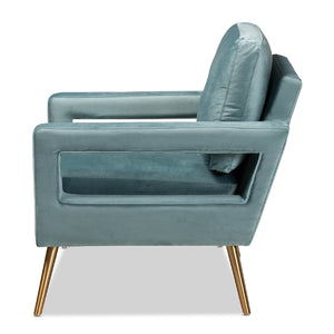 Velvet Open Armed Accent Chair | Bali Loom Leland | Oroa.com