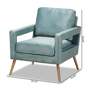 Velvet Open Armed Accent Chair | Bali Loom Leland | Oroa.com