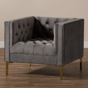 Button Tufted Velvet Lounge Chair | Bali Loom Zanetta | Oroa.com