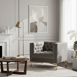 Button Tufted Velvet Lounge Chair | Bali Loom Zanetta | Oroa.com