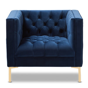 Button Tufted Velvet Lounge Chair | Bali Loom Zanetta | Oroa.com
