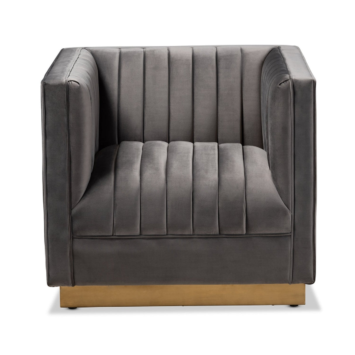 Modern European furniture - Gray Velvet Channeled Accent Chair - www.oroa.com