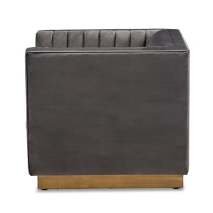 Modern European furniture - Gray Velvet Channeled Accent Chair - www.oroa.com
