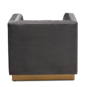 Modern European furniture - Gray Velvet Channeled Accent Chair - www.oroa.com