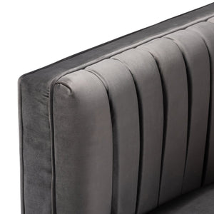 Modern European furniture - Gray Velvet Channeled Accent Chair - www.oroa.com